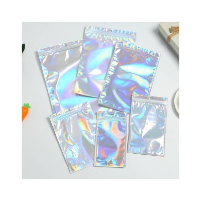 Cheap Price 3 Side Sealed Small Holographic Plastic Laser Printing Zip Hologram Bag