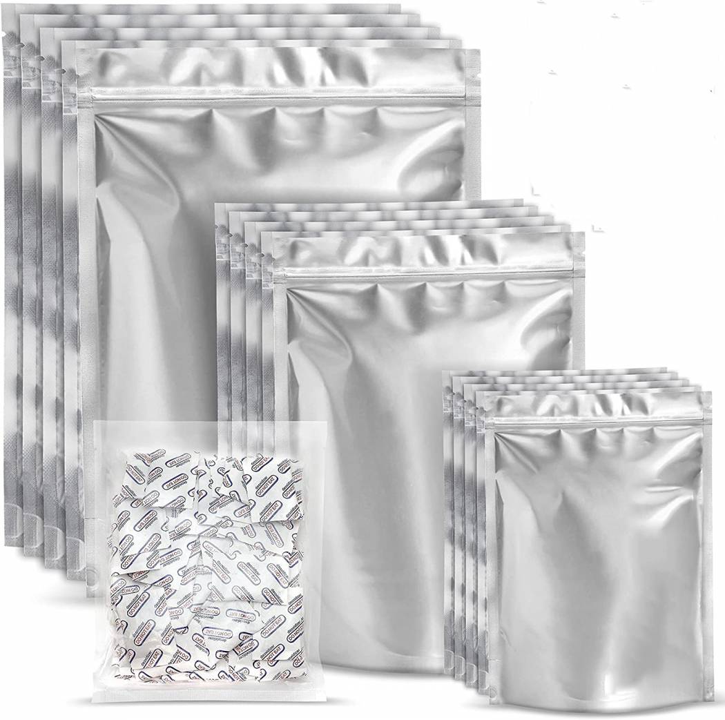 In Stock Silver Food Zip Lock Plastic Zipper Packaging Aluminum Foil Stand Up Pouch Bag Food Packaging Bag