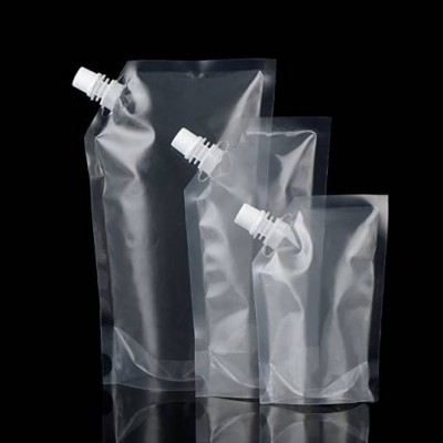 Available Stock Customized Transparent Plastic Nozzle Stand Up Pouch With Spout Water Juice Drinking Bag