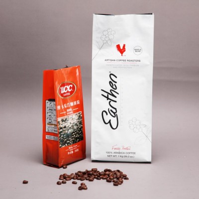 Large aluminium foil packaging coffee bag pouches with valve