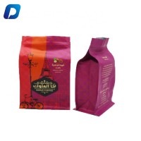 Resealable Smell proof food grade flat bottom coffee bean packaging bags with valve and aluminum foil